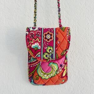Vera Bradley Phone Crossbody Bag Womens Wallet Holder Paisley Pink Chain
